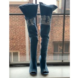 Bamboo OTK denim boot